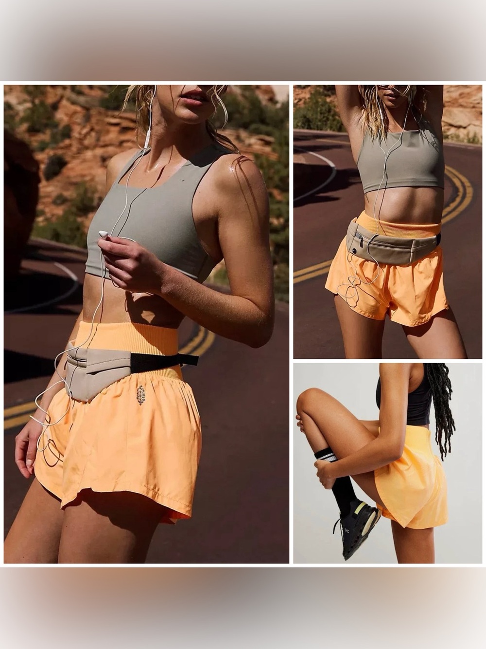 NWT Free People FP Movement Carpe Diem Shorts - Neon Clementine Orange - Medium